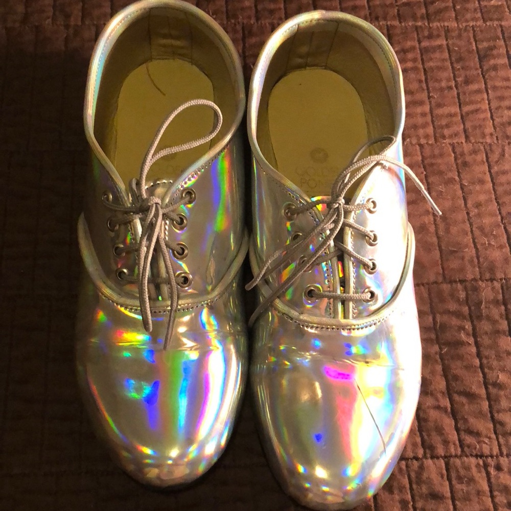 Custom-made Silver Holographic Oxford Shoes